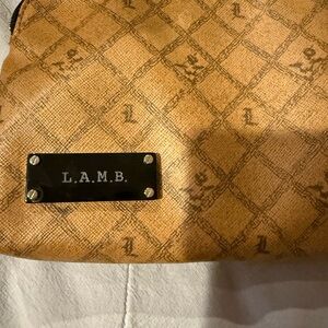 L.A.M.B. Tan and Black Zippered Pouch, Gwen Stefani, Cosmetic Case